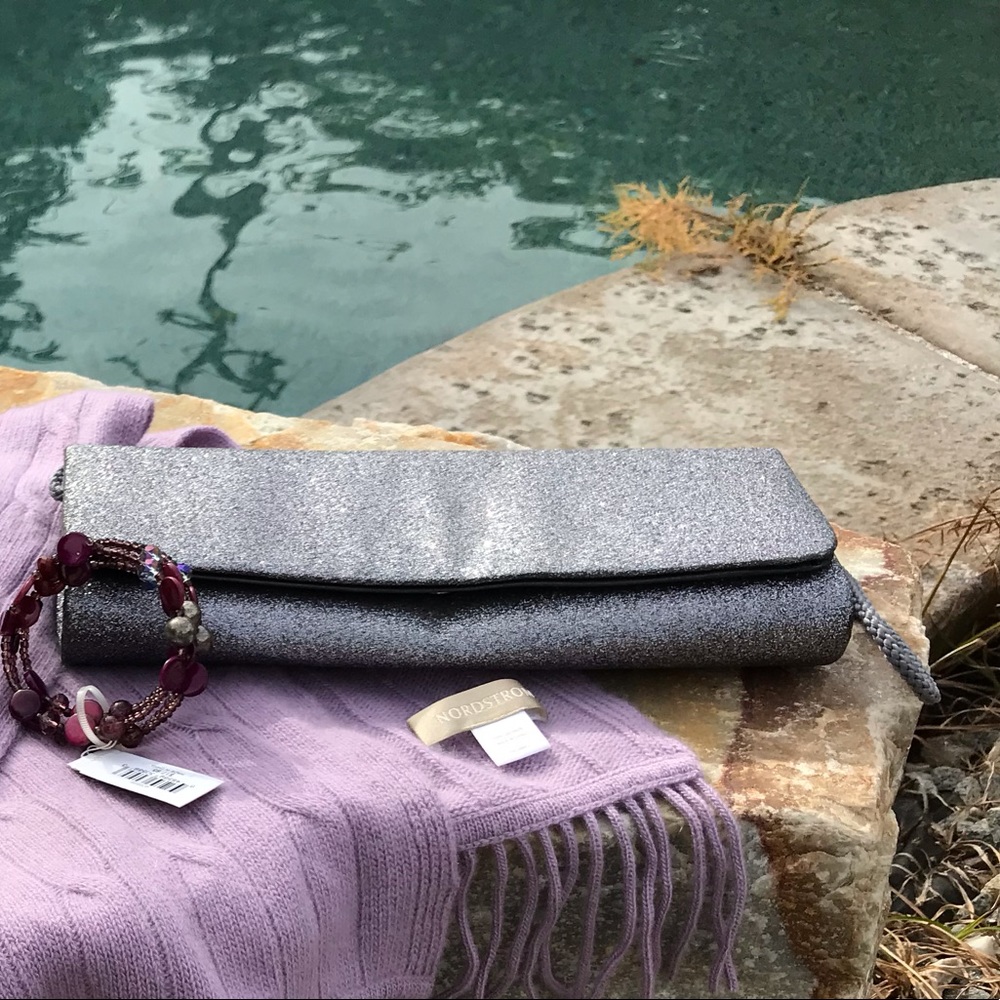 Silver glittery Lavender clutch
